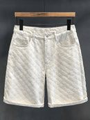 White Jacquard Denim Shorts