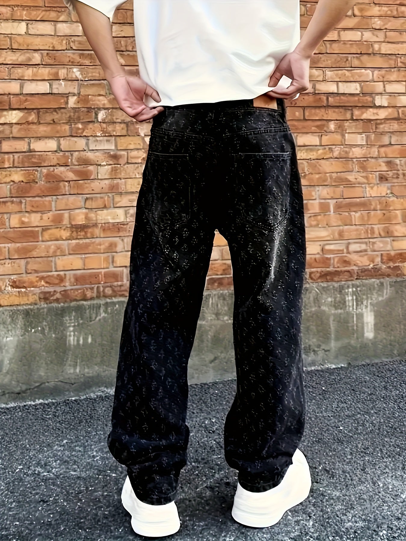 Floral Jacquard Straight-Leg Jeans