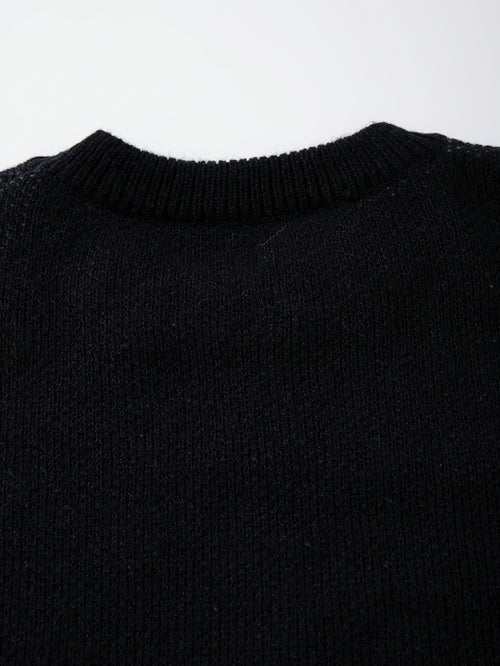 Retro Cross Print Knit Sweater